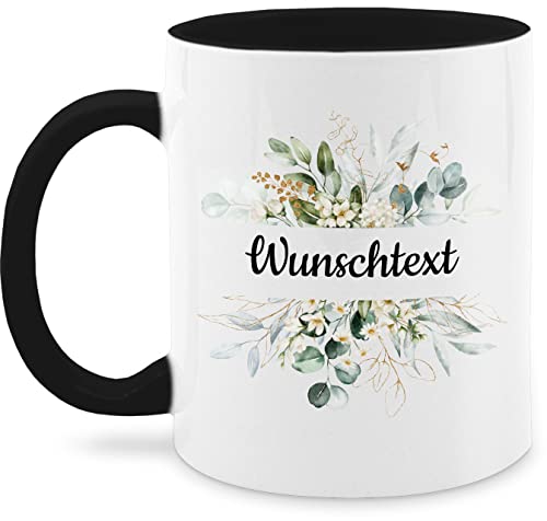Tasse Tassen 325ml - Aufdruck selbst gestalten - Wunschtext Text I eigener Text - 325 ml - Schwarz - anpassen custom mug personalisierte blumen glühweintassen blumig selber paartassen 4 zeilen von Geschenk mit Namen personalisiert by Shirtracer