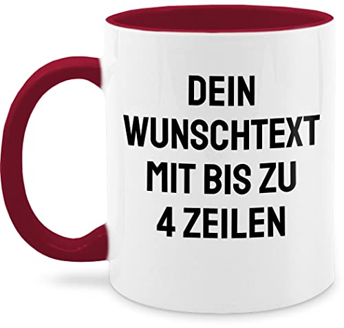 Tasse Tassen 325ml - Aufdruck selbst gestalten - Wunschtext - 325 ml - Bordeauxrot - personalisierte text heferl individuelle beschriften mug name selber bedrucken tassengeschenke von Geschenk mit Namen personalisiert by Shirtracer