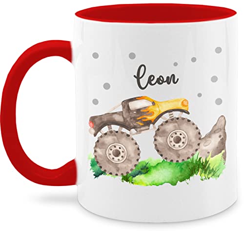 Tasse Tassen 325ml - Auto - Monstertruck Monster Truck Off Road Bigfoot 4x4 Pick-up Geländewagen - 325 ml - Rot - sportwagen name monster+truck und von Geschenk mit Namen personalisiert by Shirtracer