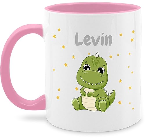 Tasse Tassen 325ml - Süßer Dino Dinosaurier Dinosaurus Dinomotiv - 325 ml - Rosa - süß personalisierte tier tieren saurier und personalisierter von Geschenk mit Namen personalisiert by Shirtracer