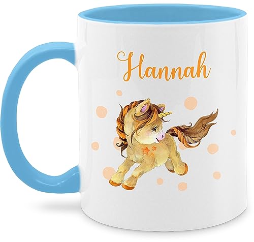 Tasse Tassen 325ml - Einhorn Unicorn mit Namen - 325 ml - Hellblau - einhörnern name personalisierung personalisierte und motiv geschenke sachen eigenem mädchen wunschname unicorns einhörner von Geschenk mit Namen personalisiert by Shirtracer