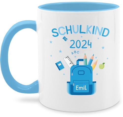 Tasse Tassen 325ml - Einschulung Schulanfang - Schulkind 2024-325 ml - Hellblau - geschenke personalisierte schule name nur noch eine pflanze zur junge eingeschult einschulungs ich bin ein mug von Geschenk mit Namen personalisiert by Shirtracer