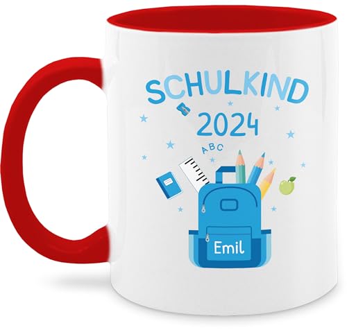 Tasse Tassen 325ml - Einschulung Schulanfang - Schulkind 2024-325 ml - Rot - zur personalisieren schuleinführung mugs junge geschenke schulstart kindertasse mädchen name 1 schultag kakao von Geschenk mit Namen personalisiert by Shirtracer