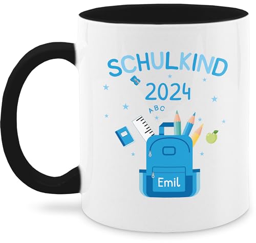 Tasse Tassen 325ml - Einschulung Schulanfang - Schulkind 2024-325 ml - Schwarz - name erster schultag mädchen erste klasse personalisierte einschulubg zum einschul schulanfänger von Geschenk mit Namen personalisiert by Shirtracer