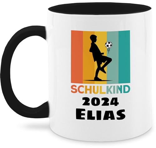 Tasse Tassen 325ml - Einschulung Schulanfang - Schulkind 2024 Fußball - 325 ml - Schwarz - ersten schultag personalisierte 1 klasse zum 1.klasse schulanfänger schulbeginn schuleinführung einschul von Geschenk mit Namen personalisiert by Shirtracer