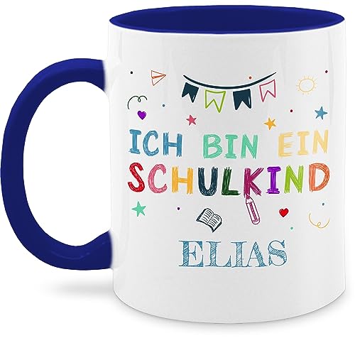 Tasse Tassen 325ml - Einschulung Schulanfang - Ich bin ein Schulkind - 325 ml - Dunkelblau - zum schuleingangs personalisierte einschulungsfeier schulanfänger erste schuljahr kinder von Geschenk mit Namen personalisiert by Shirtracer