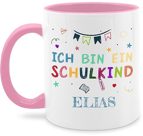 Tasse Tassen 325ml - Einschulung Schulanfang - Ich bin ein Schulkind - 325 ml - Rosa - erste schultag name schulanfaenger namenstasse schulbeginn personalisierbar first day of school mädchen von Geschenk mit Namen personalisiert by Shirtracer