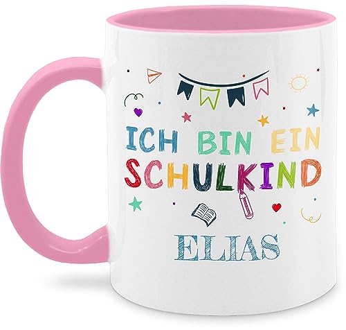 Tasse Tassen 325ml - Einschulung Schulanfang - Ich bin ein Schulkind - 325 ml - Rosa - kinder personalisierte einschulungsgeschenke schulanfänger first day of school trinktasse geschenke zur von Geschenk mit Namen personalisiert by Shirtracer