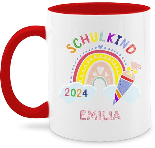 Tasse Tassen 325ml - Einschulung Schulanfang - Schulkind 2024 Regenbogen - 325 ml - Rot - name 1.schultag personalisierte schulanfänger schuleingang personlasiert erstklässler eingeschult von Geschenk mit Namen personalisiert by Shirtracer