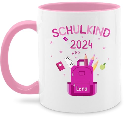 Tasse Tassen 325ml - Einschulung Schulanfang - Schulkind 2024-325 ml - Rosa - einschulubg name 1.schultag personlasiert erste schultag patenkind schulanfaenger namenstasse schulbeginn mädchen von Geschenk mit Namen personalisiert by Shirtracer