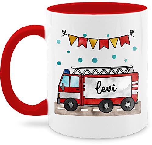 Tasse Tassen 325ml - Feuerwehr - Feuerwehrauto - Geschenk - 325 ml - Rot - kaffeebecher kind personalisierte feuerwehrfrau girlande nur noch eine pflanze kinder name feuerwehrgeschenk und von Geschenk mit Namen personalisiert by Shirtracer