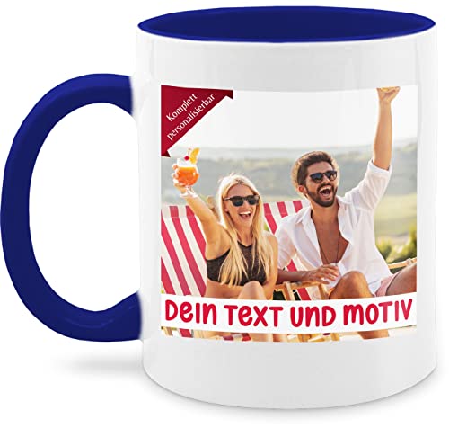 Tasse Tassen 325ml - Bild - Eigenem Foto Geschenk - 325 ml - Dunkelblau - geschenkbecher bedrucken lassen gestalten text und beschriftung wunschtext schrift individuell geburtstagsgeschenk von Geschenk mit Namen personalisiert by Shirtracer