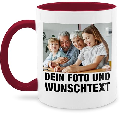 Tasse Tassen 325ml - Mit Foto eigenem Bild Text Name Wunschtext - 325 ml - Bordeauxrot - zum selber machen photo mug bilder drucker lassen kaffeetasse und eigenen druck kollegin custom freundin von Geschenk mit Namen personalisiert by Shirtracer