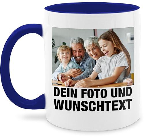 Tasse Tassen 325ml - Mit Foto eigenem Bild Text Name Wunschtext - 325 ml - Dunkelblau - druck personalisierte kita bedruckt geschenkbecher bedrucken lassen und fotogeschenk freunde personalisieren von Geschenk mit Namen personalisiert by Shirtracer