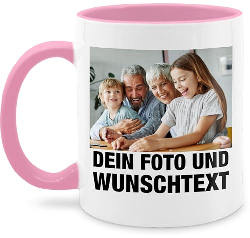 Tasse Tassen 325ml - Mit Foto eigenem Bild Text Name Wunschtext - 325 ml - Rosa - personalized mug drucken und schrift selber machen kollegin bilder drucker bedrucken lassen von Geschenk mit Namen personalisiert by Shirtracer