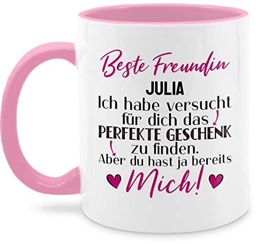 Tasse Tassen 325ml - Beste Freundin Perfekte Geschenk Personalisierte Geschenke Namen Freundschaft Freundinnen Weihnachten - 325 ml - Rosa - du hast ja mich für partner ich hab versucht frauen gute von Geschenk mit Namen personalisiert by Shirtracer