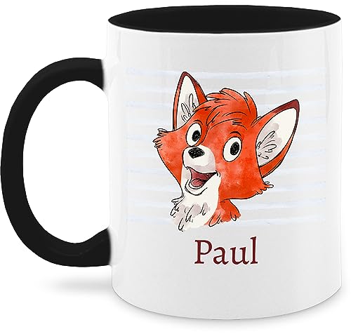 Tasse Tassen 325ml - Süßer Fuchs - Jungen Geschenk Fox - 325 ml - Schwarz - personalisierte +mit+fuchs name von Geschenk mit Namen personalisiert by Shirtracer