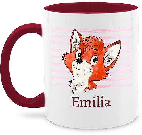 Tasse Tassen 325ml - Süßer Fuchs - Mädchen Geschenk Fox - 325 ml - Bordeauxrot - personalisierte kinder +mit+fuchs name von Geschenk mit Namen personalisiert by Shirtracer