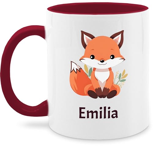 Tasse Tassen 325ml - Süßer Fuchs Wildtiere Raubtier - 325 ml - Bordeauxrot - personalisierte +mit+fuchs name von Geschenk mit Namen personalisiert by Shirtracer