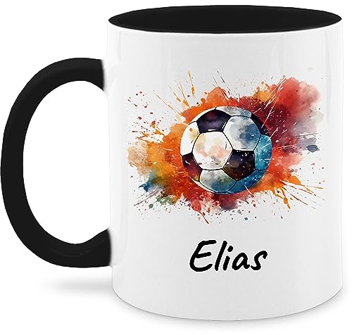 Tasse Tassen 325ml - Fußball Fußballer Fußballfan Fußballerin Geschenk - 325 ml - Schwarz - geschenke fussball jungen name kinder personalisierte spülmaschinenfest personalisiertes fussballfan von Geschenk mit Namen personalisiert by Shirtracer