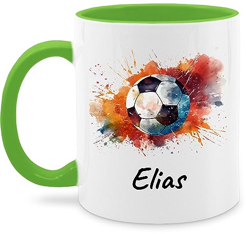 Tasse Tassen 325ml - Fußball Fußballer Fußballfan Fußballerin Geschenk - 325 ml - Hellgrün - teetasse fussball fussballtasse kinder geschenke+für+fußballfans cup einschulung junge von Geschenk mit Namen personalisiert by Shirtracer