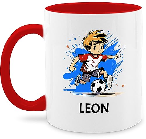 Tasse Tassen 325ml - Fußball Junge Fußballer Geschenk Kinder Name - 325 ml - Rot - personalisierte geschenke fussball jungen fussballer personalisierte+geschenke+kind+tasse fussballfan von Geschenk mit Namen personalisiert by Shirtracer