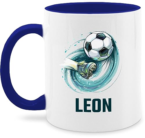 Tasse Tassen 325ml - Fußball Schuss Cool Fußballfan - 325 ml - Dunkelblau - fussball geschenke personalisierte jungen kinder name fussballer junge + für fussballfans fussballfan eine fußballerin von Geschenk mit Namen personalisiert by Shirtracer