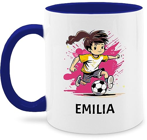 Tasse Tassen 325ml - Fußballerin Mädchen Fußball Spielerin Geschenk - 325 ml - Dunkelblau - fussball geschenke fussballer jungen fußballer kinder fussballfan personalisierte+geschenke+kind+tasse von Geschenk mit Namen personalisiert by Shirtracer