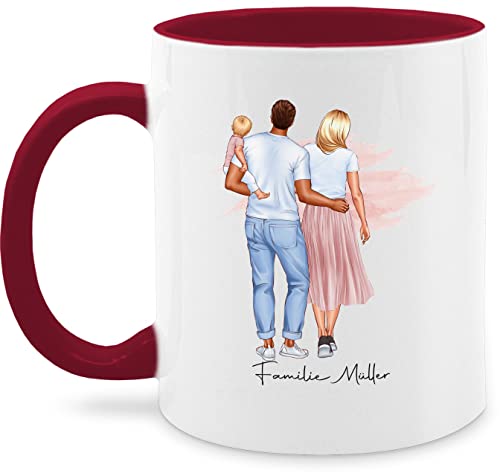 Tasse Tassen 325ml - zum Vatertag - Familie Mutter Vater Baby Kinder - 325 ml - Bordeauxrot - personalisierte vatertagsgeschenk mama mum papa mütter geschenke für väter mutti papa... moms mami von Geschenk mit Namen personalisiert by Shirtracer