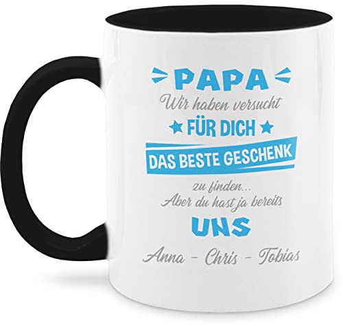 Tasse Tassen 325ml - zum Vatertag - Papa wir haben versucht das perfekte Geschenk zu finden - 325 ml - Schwarz - personalisierte geschenke für vater vatertagsgeschenk väter personalisiertes name von Geschenk mit Namen personalisiert by Shirtracer