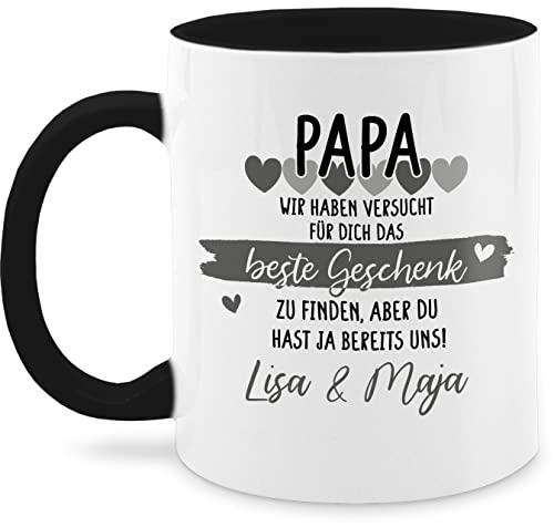 Tasse Tassen 325ml - zum Vatertag - Papa wir haben versucht für Dich das tollste Geschenk zu finden - 325 ml - Schwarz - personalisierte väter geschenke personalisiertes vater geschenkidee von Geschenk mit Namen personalisiert by Shirtracer