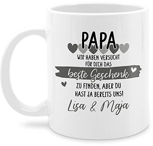 Tasse Tassen 325ml - zum Vatertag - Papa wir haben versucht für Dich das tollste Geschenk zu finden - 325 ml - Weiß - personalisierte familien tasse. vatertagsgeschenk geschenke vater von Geschenk mit Namen personalisiert by Shirtracer