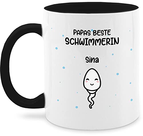 Tasse Tassen 325ml - zum Vatertag - Papas bester Schwimmer - Geschenkideen Vater Geschenk Väter Lustig - 325 ml - Schwarz - personalisierte geschenke für papa vatertagsgeschenk meinen von Geschenk mit Namen personalisiert by Shirtracer