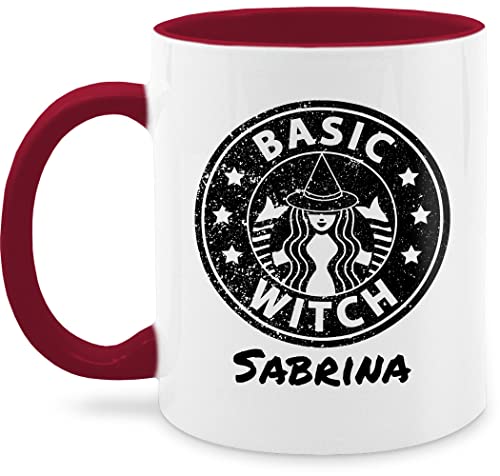 Tasse Tassen 325ml - Halloween - Coffee Witch Basic - Sterntaler Kaffee Hexe mit Wunschname - 325 ml - Bordeauxrot - häferl witcher hexen mug nur noch eine pflanze personalisierte witches haferl von Geschenk mit Namen personalisiert by Shirtracer