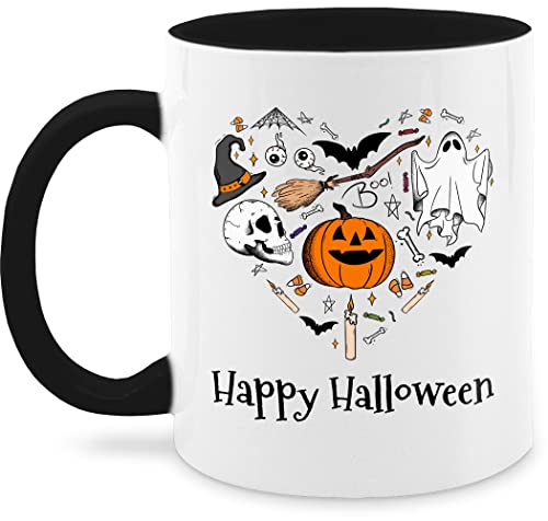 Tasse Tassen 325ml - Happy Halloween - Herz mit Wunschtext Schriftzug - 325 ml - Schwarz - personalisierte nur noch eine pflanze von Geschenk mit Namen personalisiert by Shirtracer