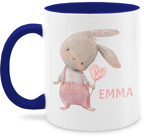 Tasse Tassen 325ml - Mädchen Hase Rabbit Häschen Langohr Süße Hasen - 325 ml - Dunkelblau - kaffeetasse name osterhase osterhasen kaffeetassen ostern hasenmotiv für hasenliebhaber von Geschenk mit Namen personalisiert by Shirtracer