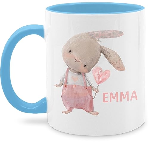 Tasse Tassen 325ml - Mädchen Hase Rabbit Häschen Langohr Süße Hasen - 325 ml - Hellblau - für hasenliebhaber name hasenmotiv motiv osterhase ostern personalisierter osterngeschenke osterhasen von Geschenk mit Namen personalisiert by Shirtracer