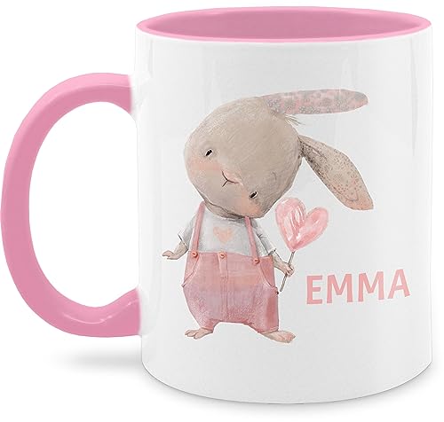 Tasse Tassen 325ml - Mädchen Hase Rabbit Häschen Langohr Süße Hasen - 325 ml - Rosa - name osterhase hasenliebhaber bunny oster osterngeschenke hasenmotiv ostern personalisierte geschenke motiv von Geschenk mit Namen personalisiert by Shirtracer