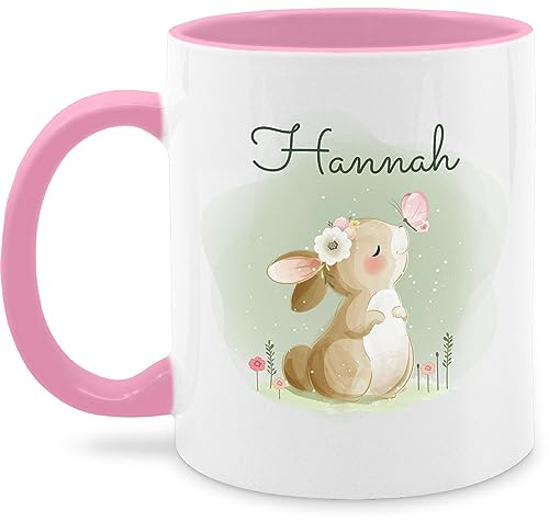 Tasse Tassen 325ml - Süßer Hase Bunny Rabbit Hasen Kaninchen - 325 ml - Rosa - osterhase name häschen langohr ostern motiv hasenmotiv personalisierter personalisierte geschenke waldtiere tasse. von Geschenk mit Namen personalisiert by Shirtracer