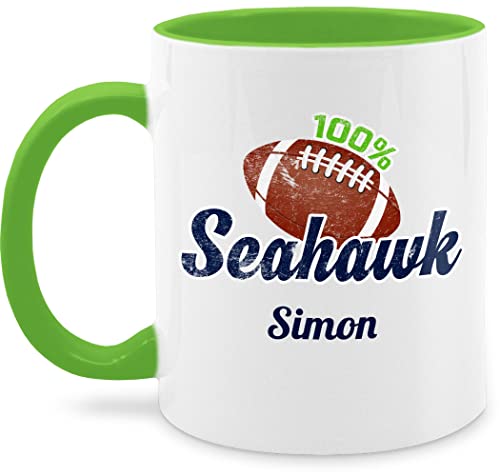 Tasse Tassen 325ml - Henkeltasse Damen bedruckt - American Football Geschenk 100% Seahawk mit Name personalisiert Superbowl - 325 ml - Hellgrün - kaffeetassen namenstassen personalisierte geschenke von Geschenk mit Namen personalisiert by Shirtracer