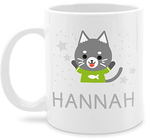 Tasse Tassen 325ml - Katzen - Bild Comic Katze lustig und Dein Name - 325 ml - Weiß - katzen-tasse katzentasse cat junge mug kind keramik katzentassen katzenmotiv der kinder schokolade von Geschenk mit Namen personalisiert by Shirtracer