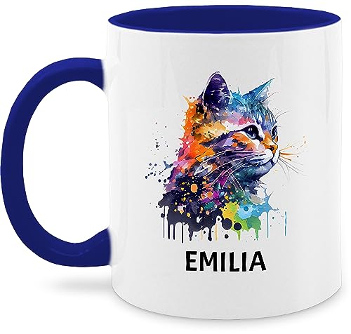 Tasse Tassen 325ml - Katze Cat Citten Katzen Cats Katzenlieberhaber - 325 ml - Dunkelblau - mug katzenmotiv cup personalisierte süße keramik katzentasse name grosse gross für katzentassen von Geschenk mit Namen personalisiert by Shirtracer