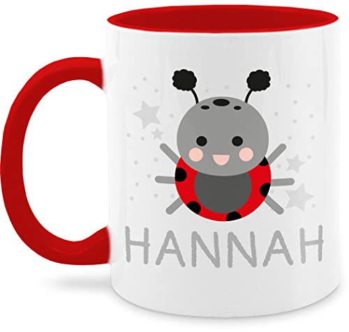 Tasse Tassen 325ml - Marienkäfer Bild und Dein Name - 325 ml - Rot - kinder keramik kind teetasse kindergarten junge von Geschenk mit Namen personalisiert by Shirtracer