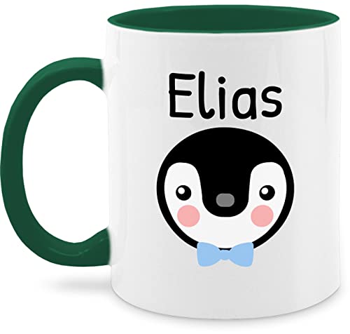 Tasse Tassen 325ml - Kinder - Mädchen - Süßer Pinguin - 325 ml - Petrolgrün - personalisierte geschenke jungen pinguine teetasse kind name groß pinguinen kindergarten von Geschenk mit Namen personalisiert by Shirtracer