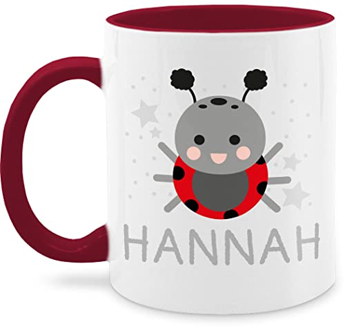 Tasse Tassen 325ml - Marienkäfer Bild und Dein Name - 325 ml - Bordeauxrot - kinder kindergarten teetasse keramik junge kind von Geschenk mit Namen personalisiert by Shirtracer