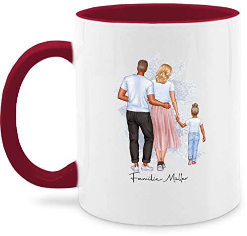 Tasse Tassen 325ml - zum Vatertag - Familie Mama Papa Kind - 325 ml - Bordeauxrot - personalisierte vatertagsgeschenk geschenke geschenkidee vater mutti papa... moms für mütter mami mamas mother von Geschenk mit Namen personalisiert by Shirtracer