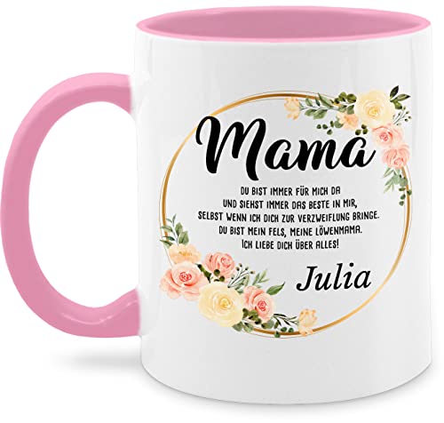 Tasse Tassen 325ml - Mama du bist immer für mich da - Geschenk - 325 ml - Rosa - mutter mom kind mutti geschenke personalisierte von Geschenk mit Namen personalisiert by Shirtracer