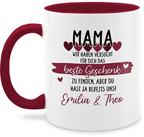 Tasse Tassen 325ml - Muttertag - Mama wir haben versucht für Dich das schönste Geschenk zu finden - 325 ml - Bordeauxrot - mütter geschenke mutter muttertags mutertagsgeschenke muttertaggeschenke von Geschenk mit Namen personalisiert by Shirtracer