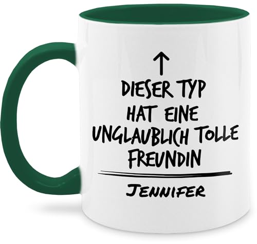 Tasse Tassen 325ml - Partner - Dieser Typ hat eine unglaublich tolle Freundin - mit Name - 325 ml - Petrolgrün - für meinen partnertasse personalisierte geschenke partnertassen personalisiertes von Geschenk mit Namen personalisiert by Shirtracer