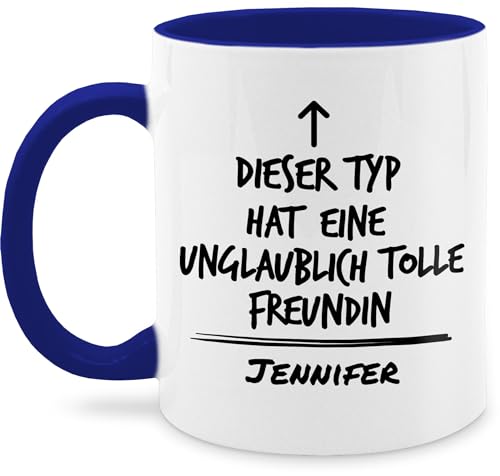 Tasse Tassen 325ml - Partner - Dieser Typ hat eine unglaublich tolle Freundin - mit Name - 325 ml - Dunkelblau - für meinen partnertasse personalisierte geschenke partnertassen personalisiertes von Geschenk mit Namen personalisiert by Shirtracer